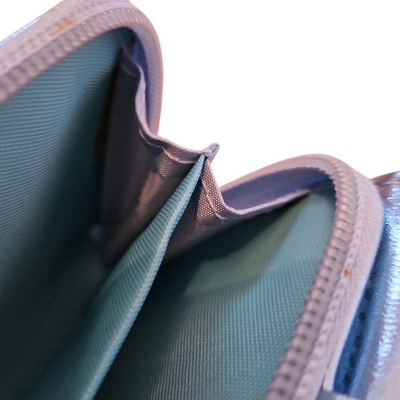 Metallic Blue Wallet With Coin Pouch, Card Holders, Tri-fold - Picture 5 of 11